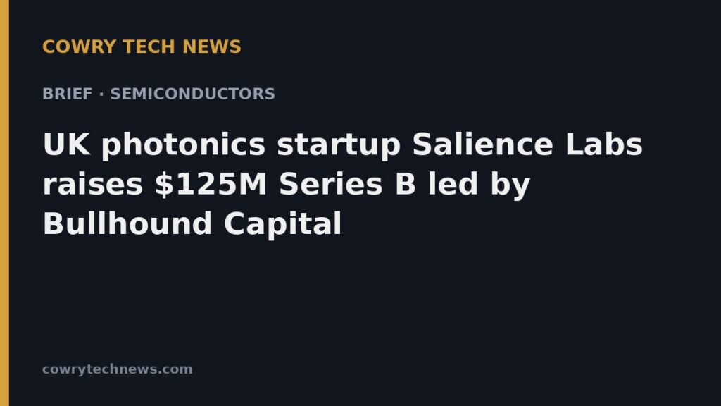 Cowry Tech News text card: Brief · Semiconductors: UK photonics startup Salience Labs raises $125M Series B led by Bullhound Capital