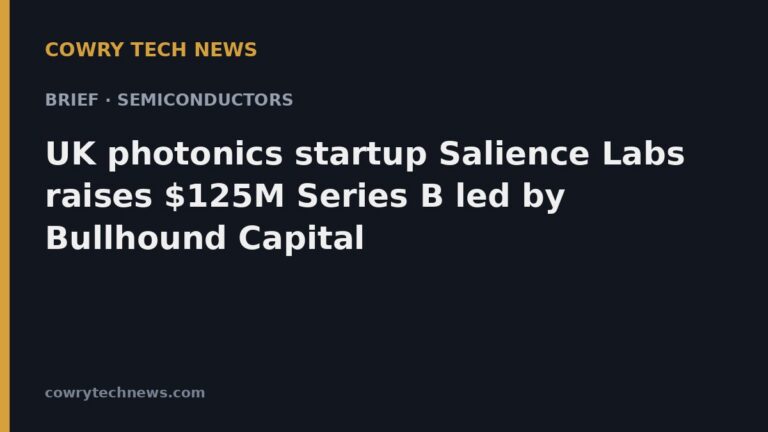 Cowry Tech News text card: Brief · Semiconductors: UK photonics startup Salience Labs raises $125M Series B led by Bullhound Capital