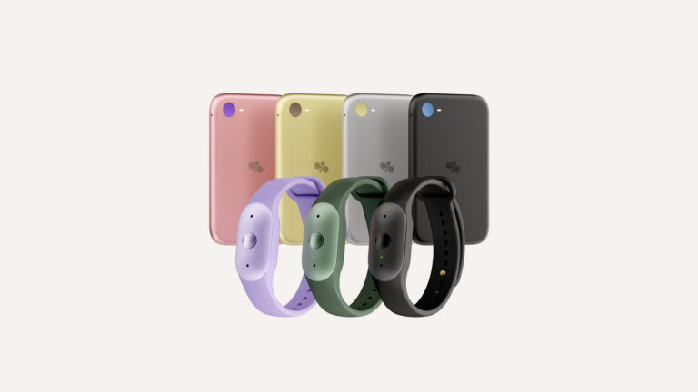 Three Bee Frontier AI wearables and four Bee Eclipse magnetic phone attachments